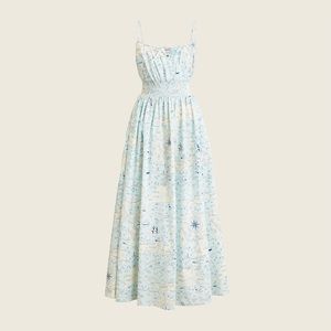J. Crew Smocked-waist dress in Ratti compass print